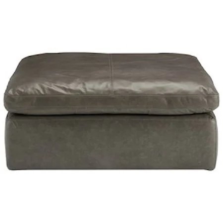 Distressed Leather Oversized Accent Ottoman